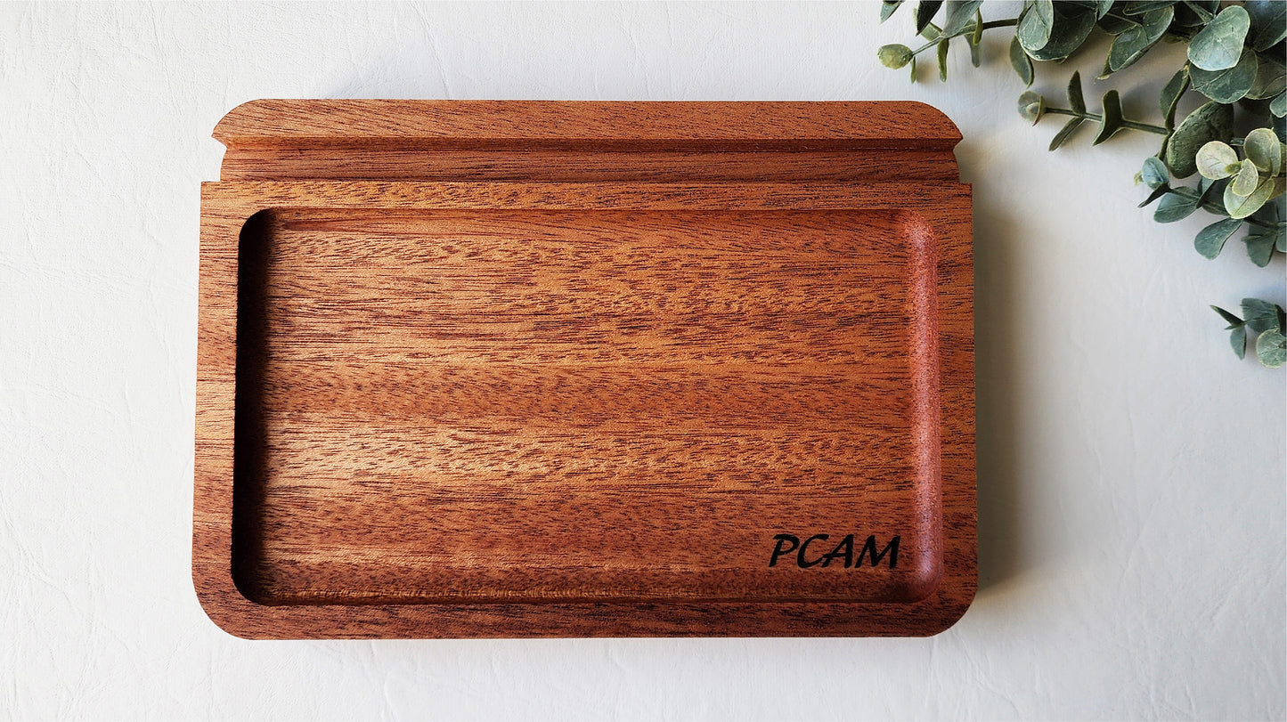 Phone/Tablet Holder Catch All Tray in African Mahogany