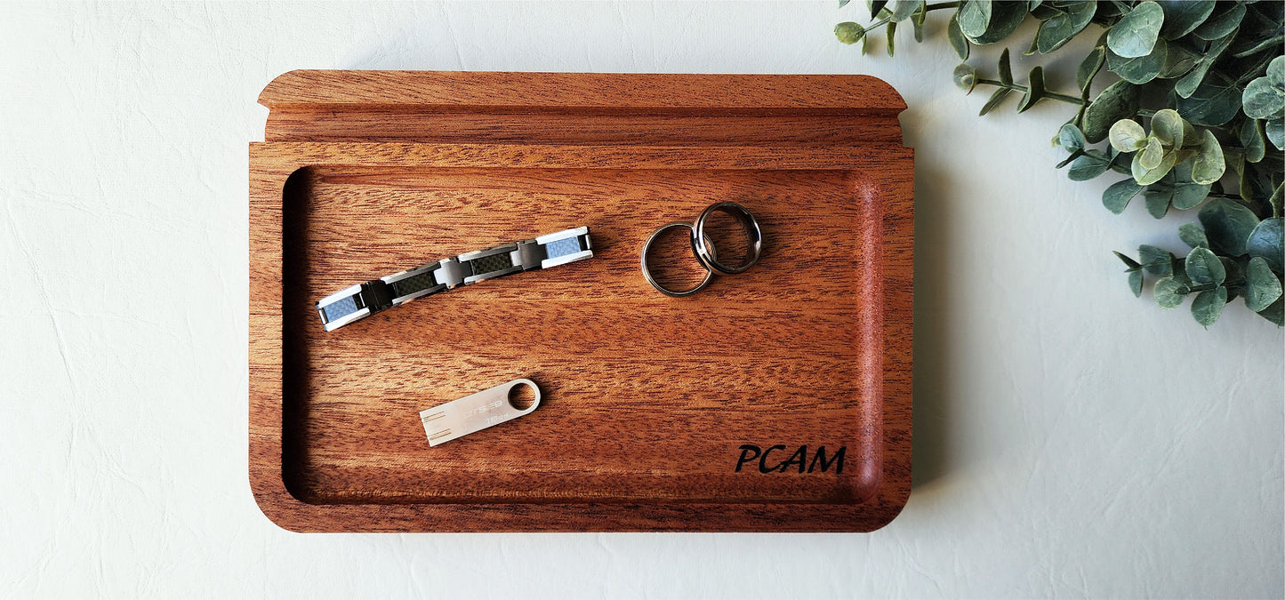 Phone/Tablet Holder Catch All Tray in African Mahogany