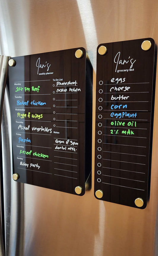 Personalized Fridge Acrylic Planner Combo in Black