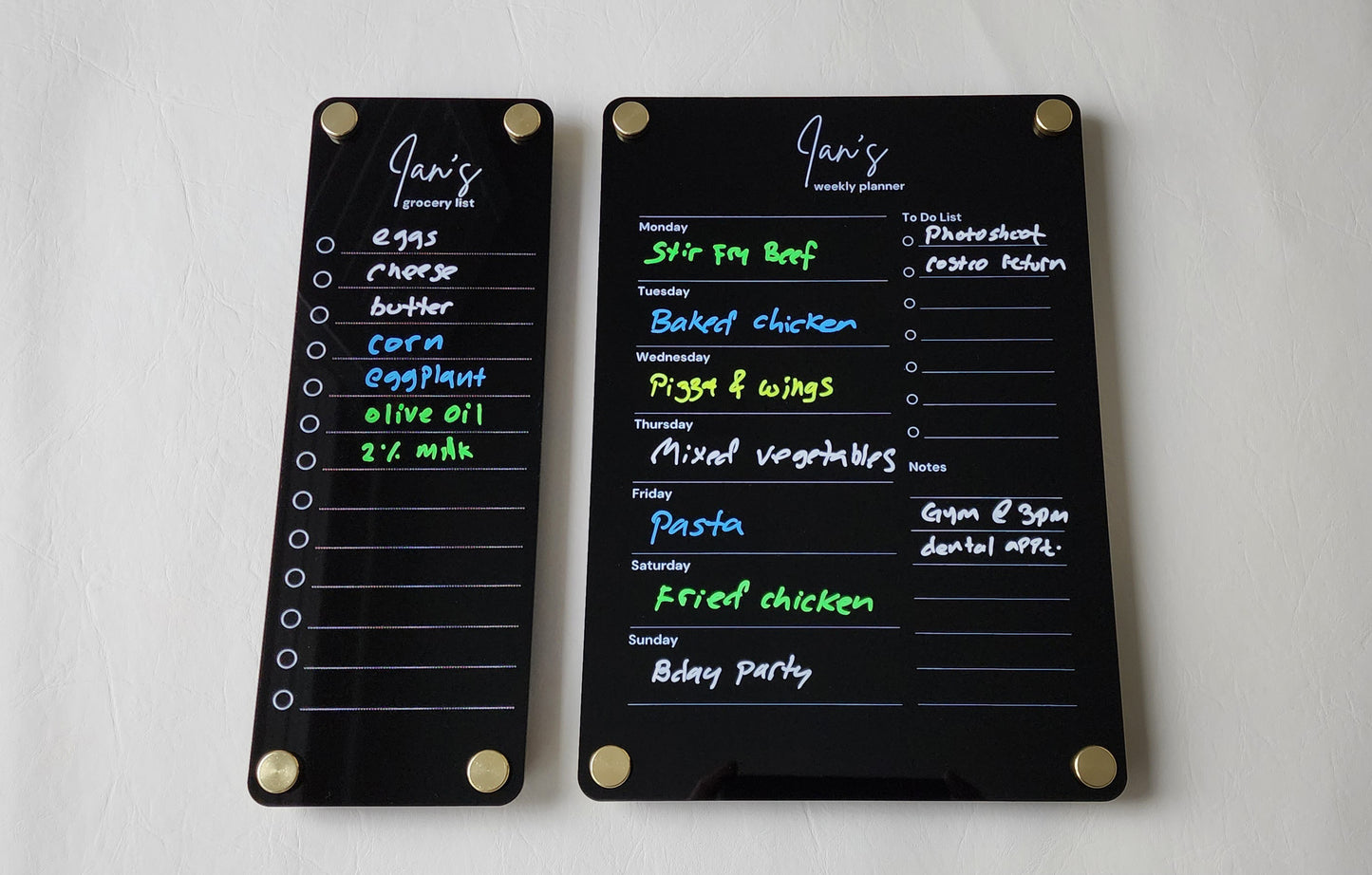 Personalized Fridge Acrylic Planner Combo in Black