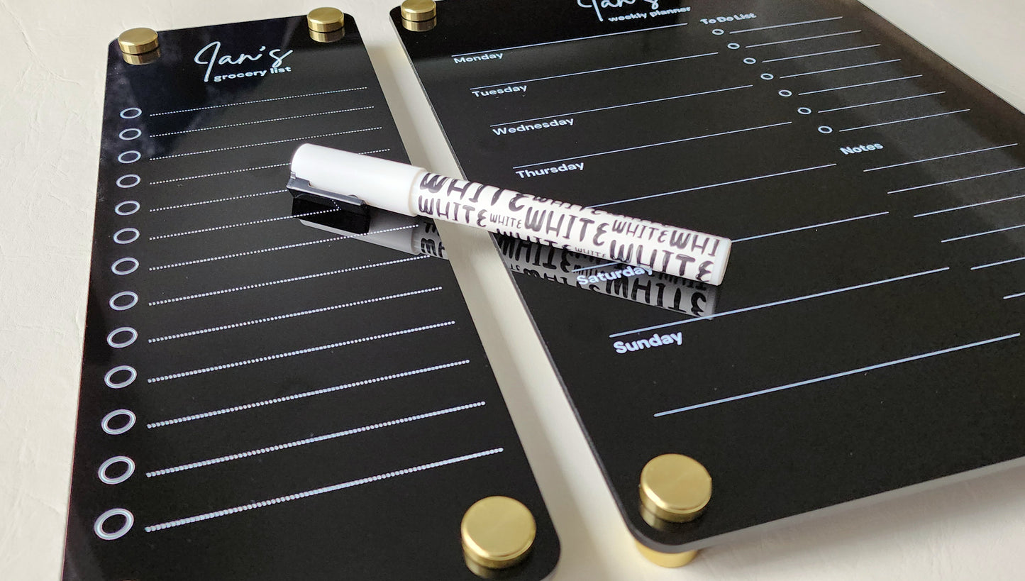 Personalized Fridge Acrylic Planner Combo in Black