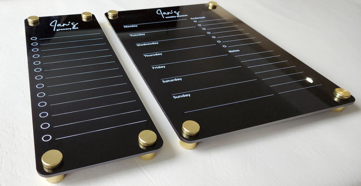 Personalized Fridge Acrylic Planner Combo in Black
