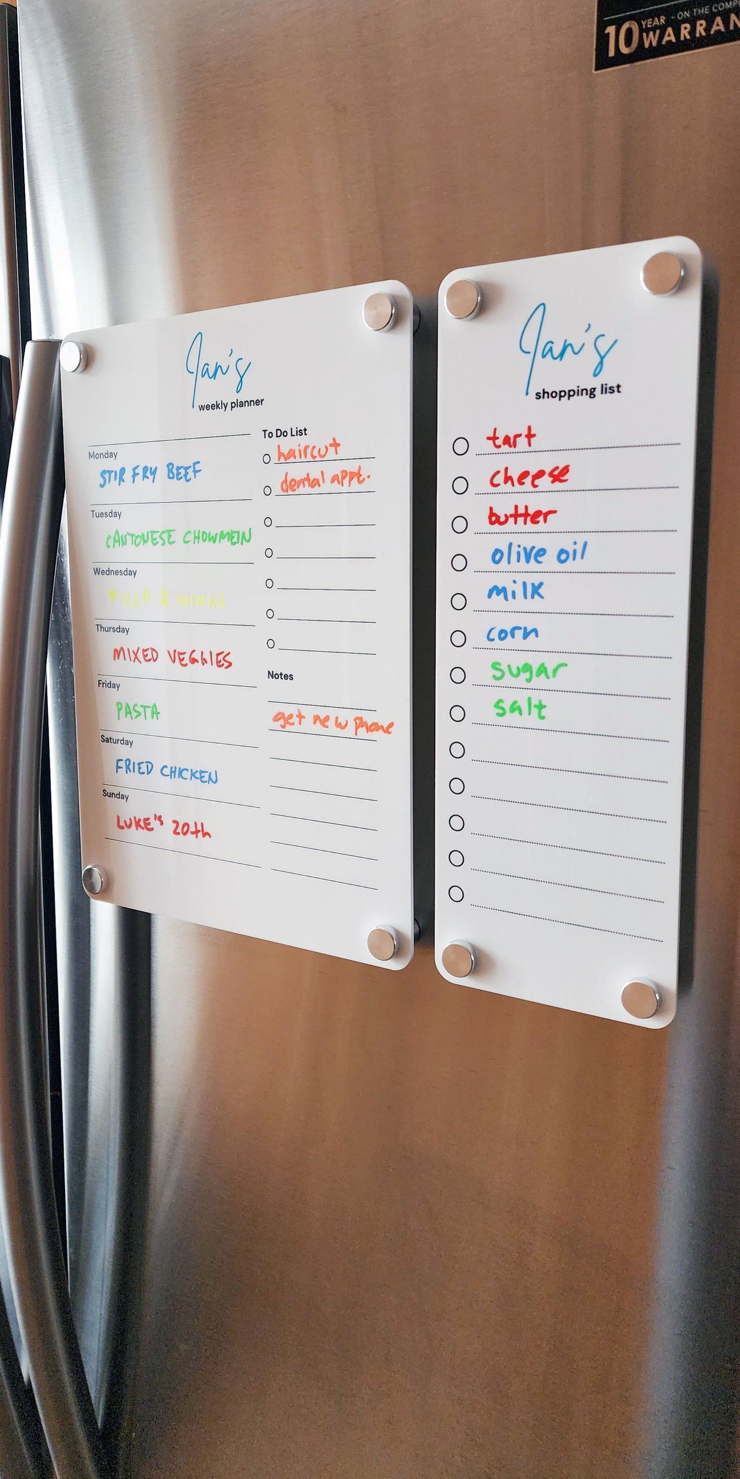 Personalized Fridge Acrylic Planner Combo in White