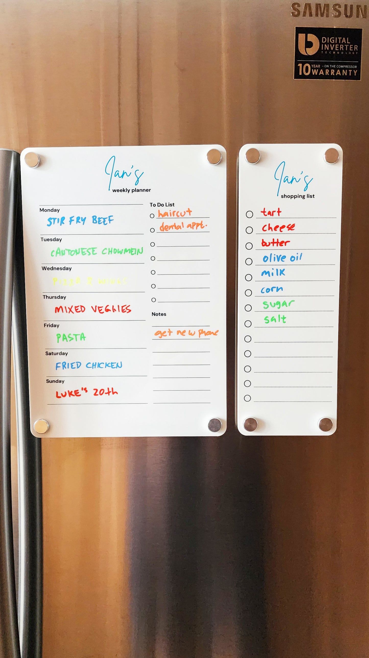 Personalized Fridge Acrylic Planner Combo in White