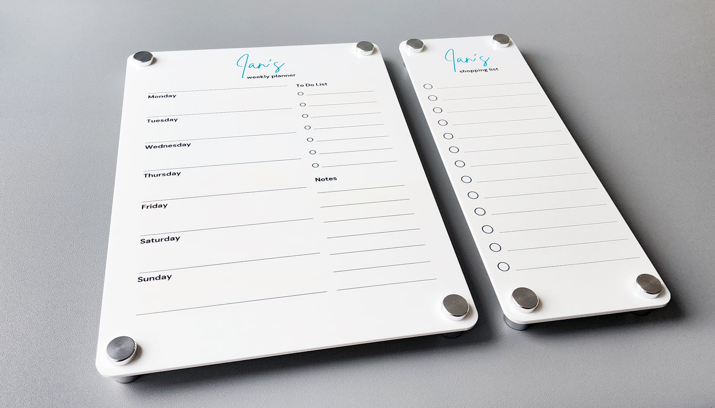 Personalized Fridge Acrylic Planner Combo in White