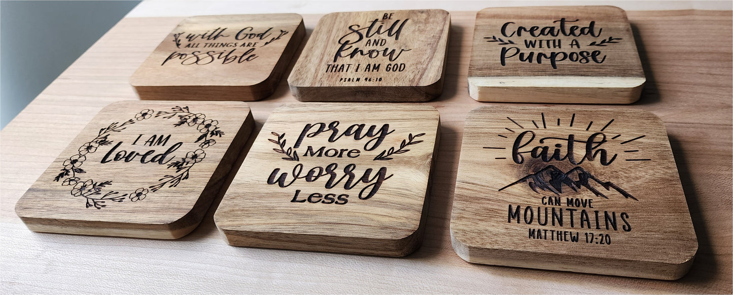 Personalized Acacia Coasters (set of 4)