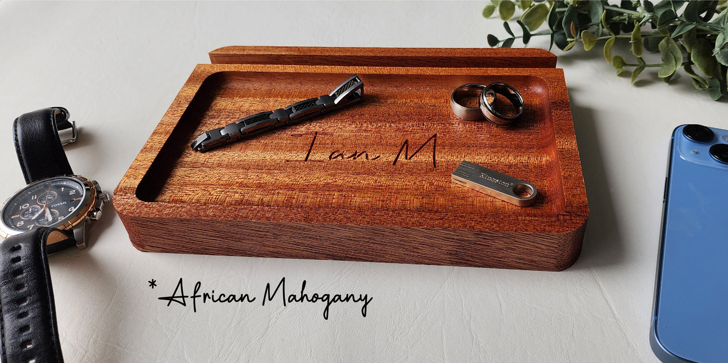 Catch all Tray Personalized Phone/Tablet Holder - CNC engraved