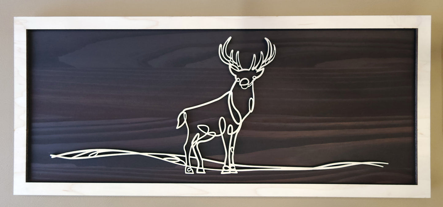 Buck doodle art wooden wall decor