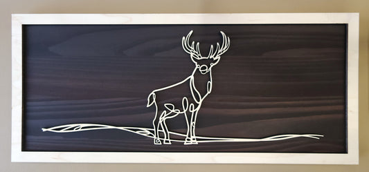 Buck doodle art wooden wall decor