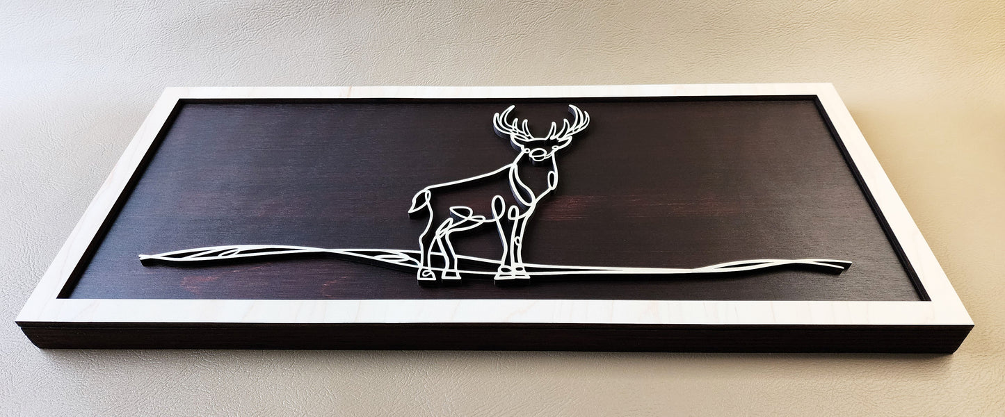 Buck doodle art wooden wall decor