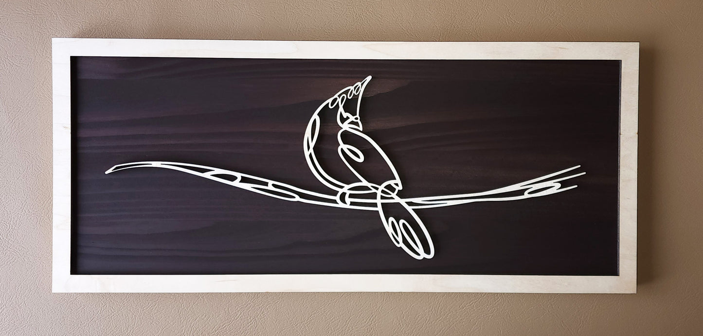 Cardinal doodle art wooden wall decor