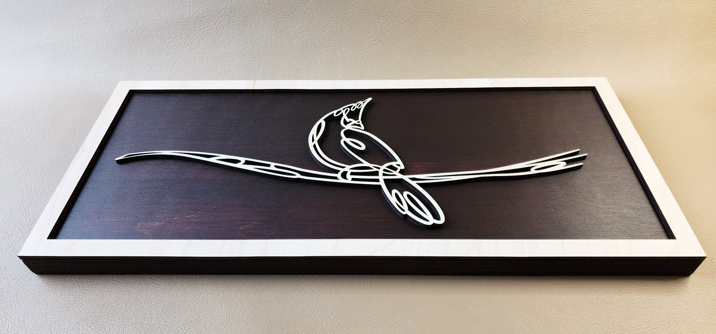 Cardinal doodle art wooden wall decor