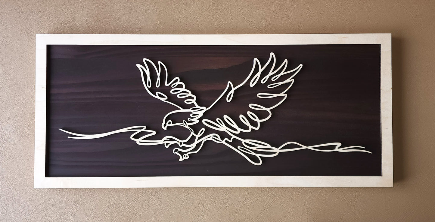 Eagle doodle art wooden wall decor