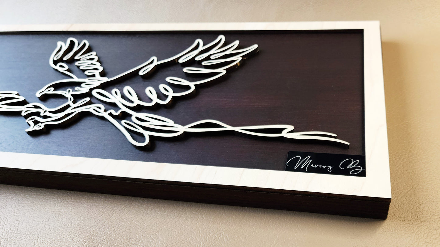 Eagle doodle art wooden wall decor