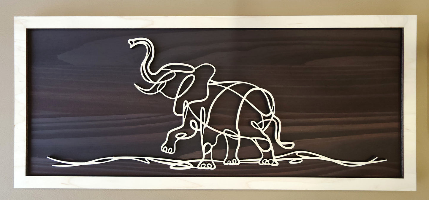 Elephant doodle art wooden wall decor