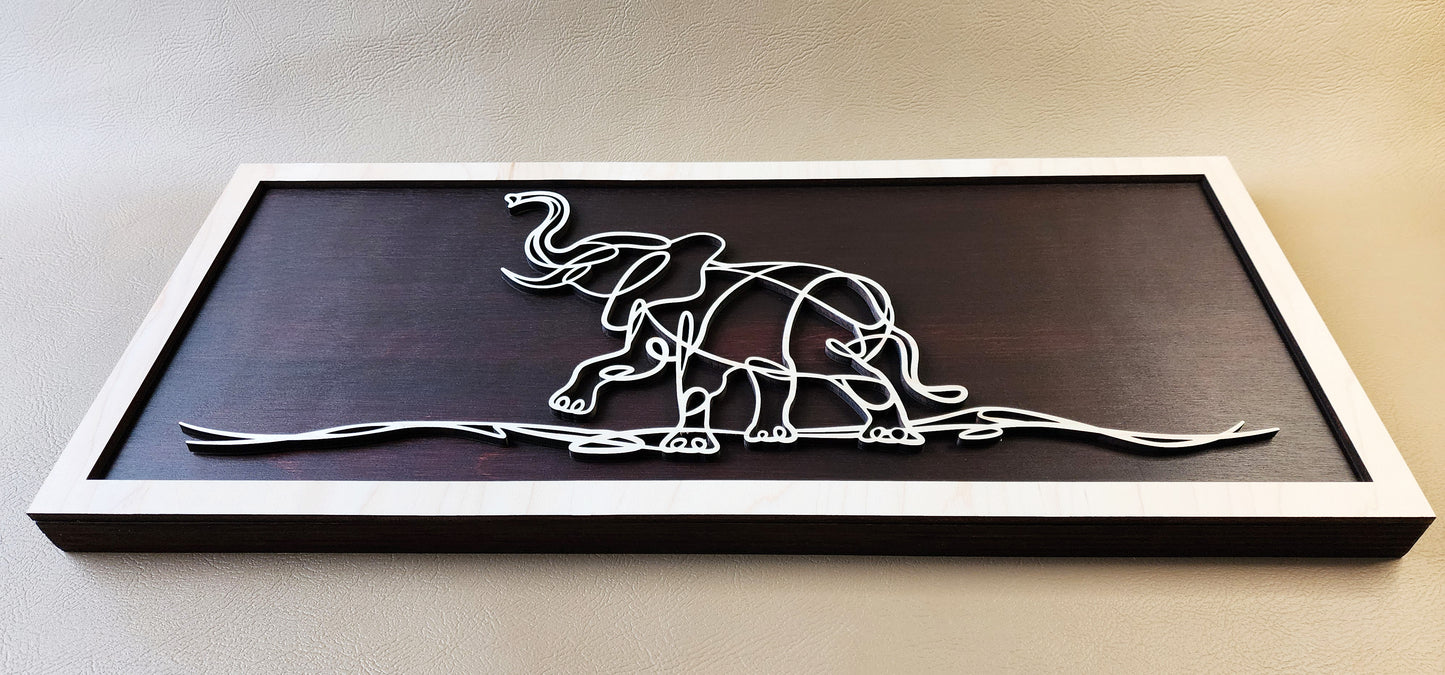 Elephant doodle art wooden wall decor