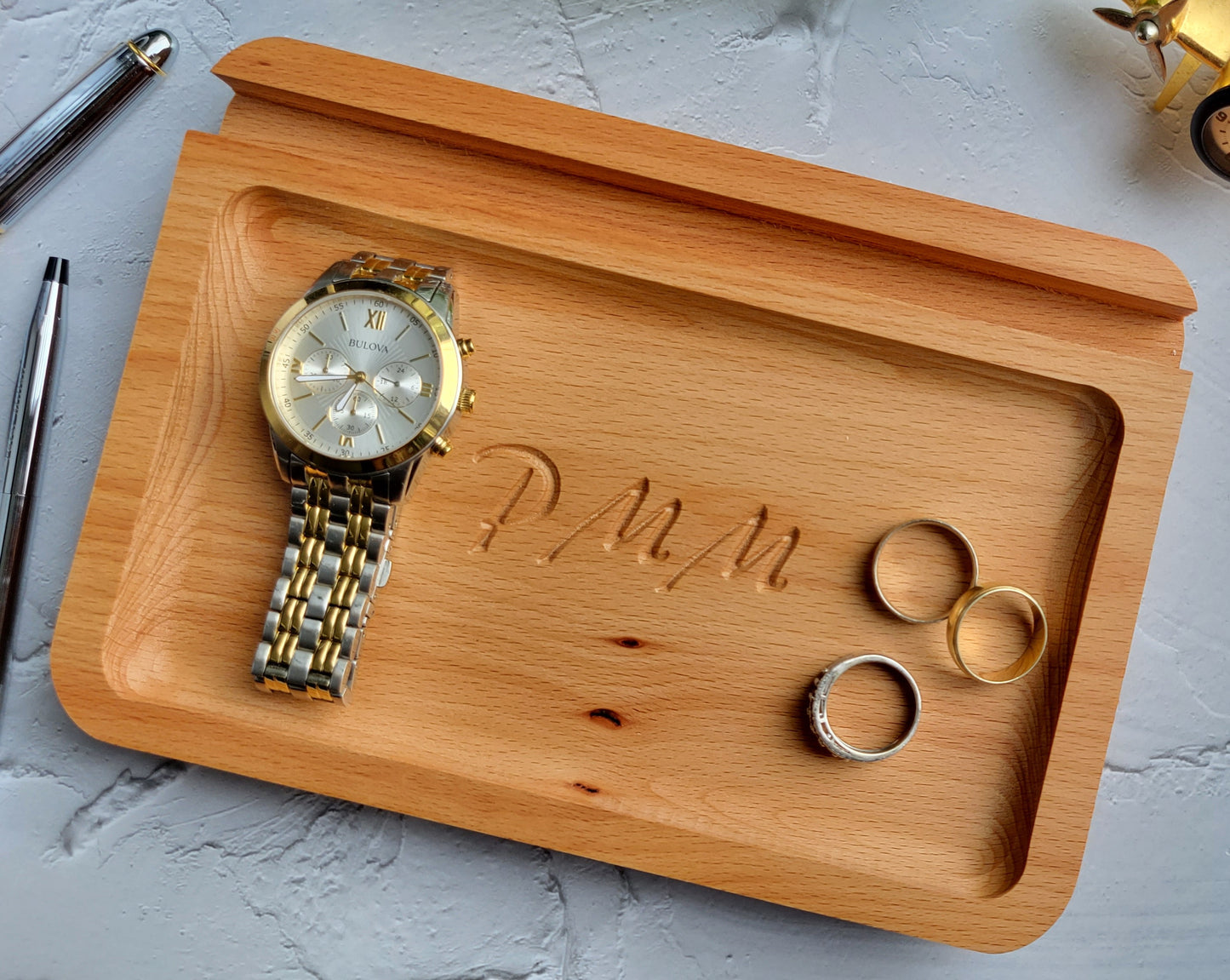 Catch all Tray Personalized Phone/Tablet Holder - CNC engraved