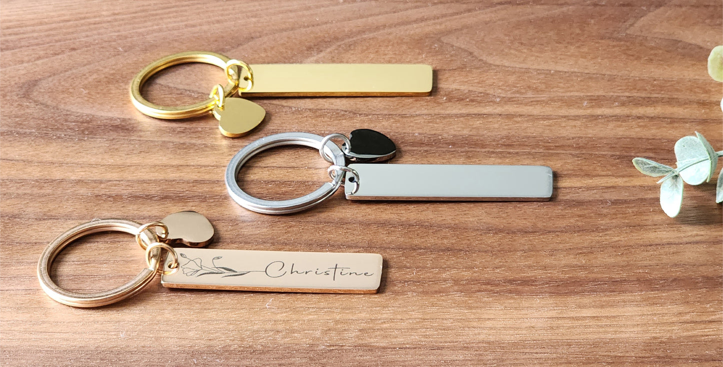 Personalized keyring with charm (3 pack)
