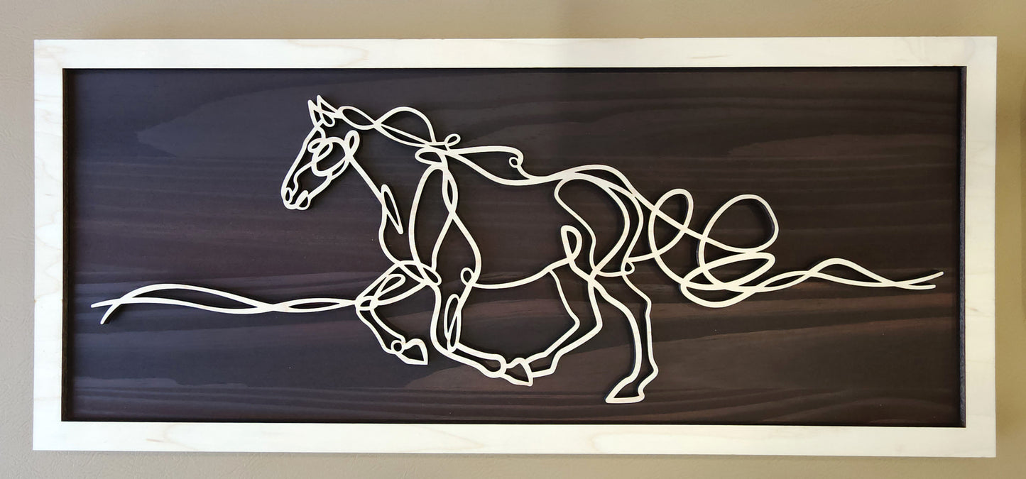 Horse doodle art wooden wall decor