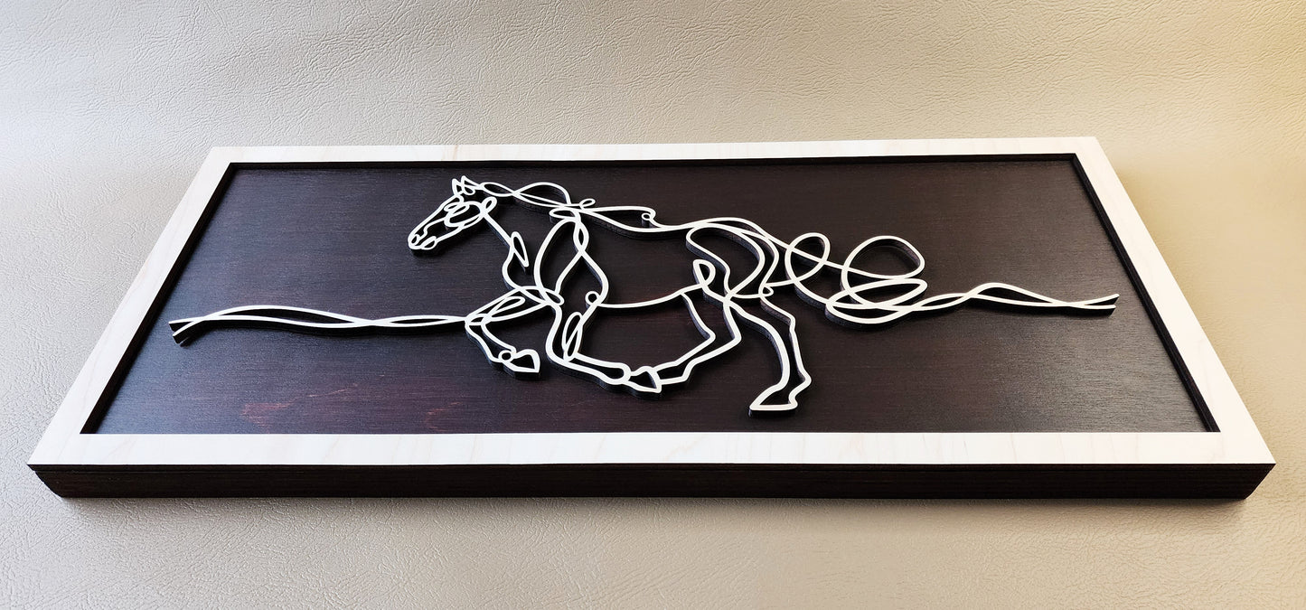 Horse doodle art wooden wall decor