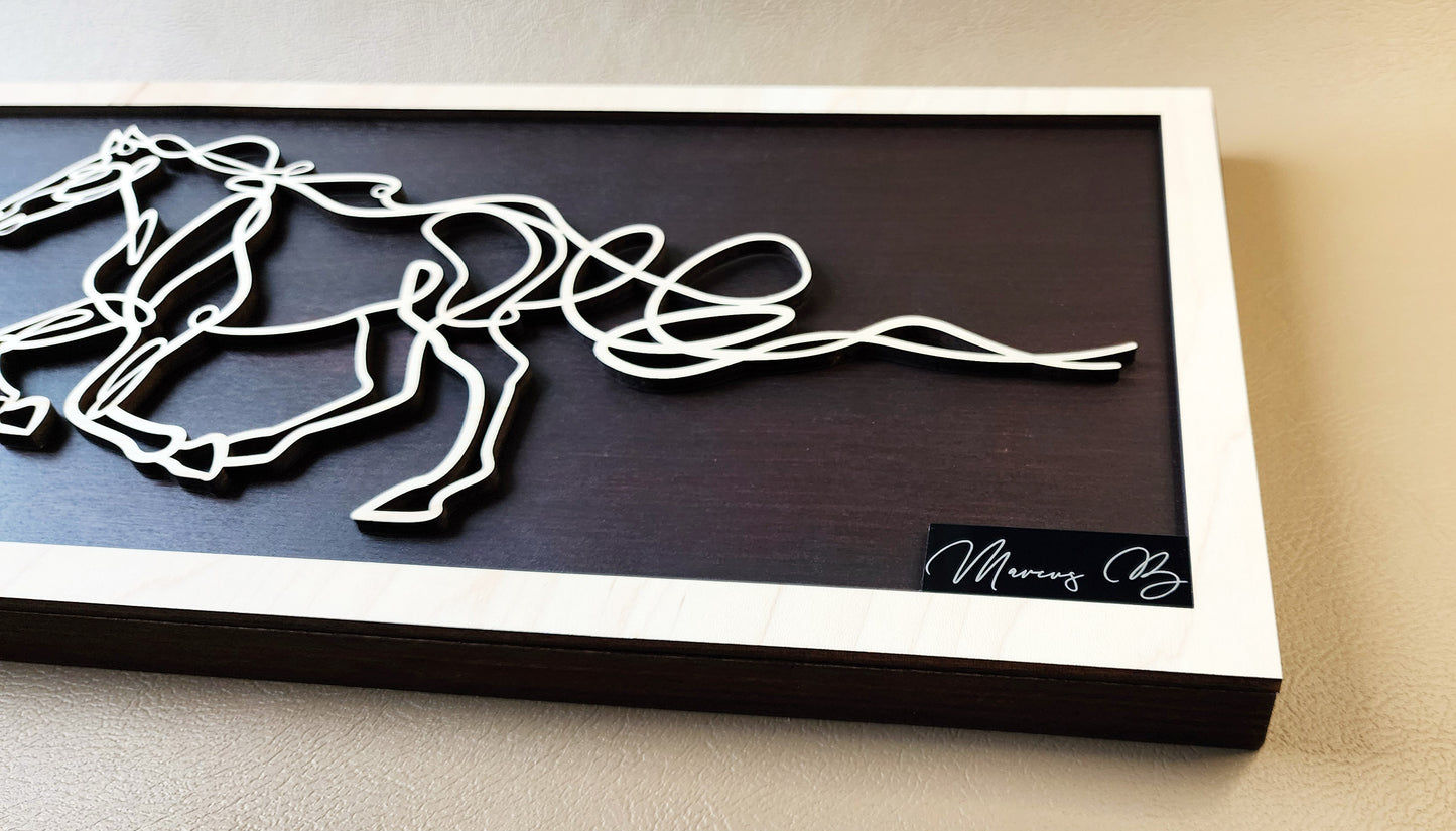 Horse doodle art wooden wall decor