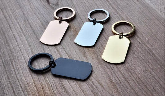 Engraved stainless steel keyring (pack of 4)