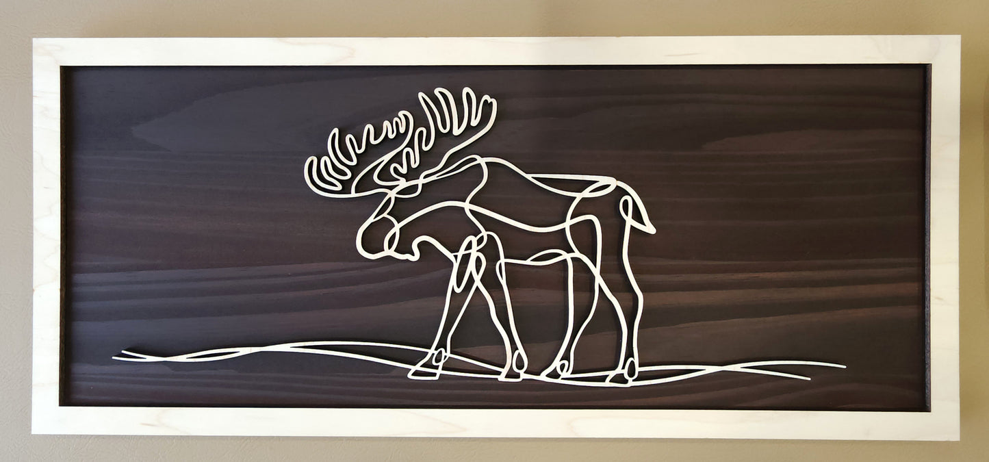 Moose doodle art wooden wall decor
