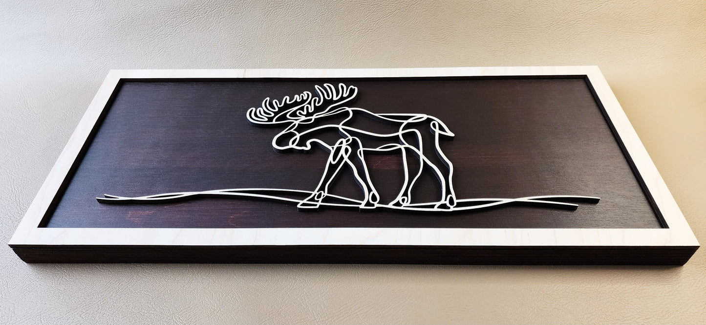 Moose doodle art wooden wall decor