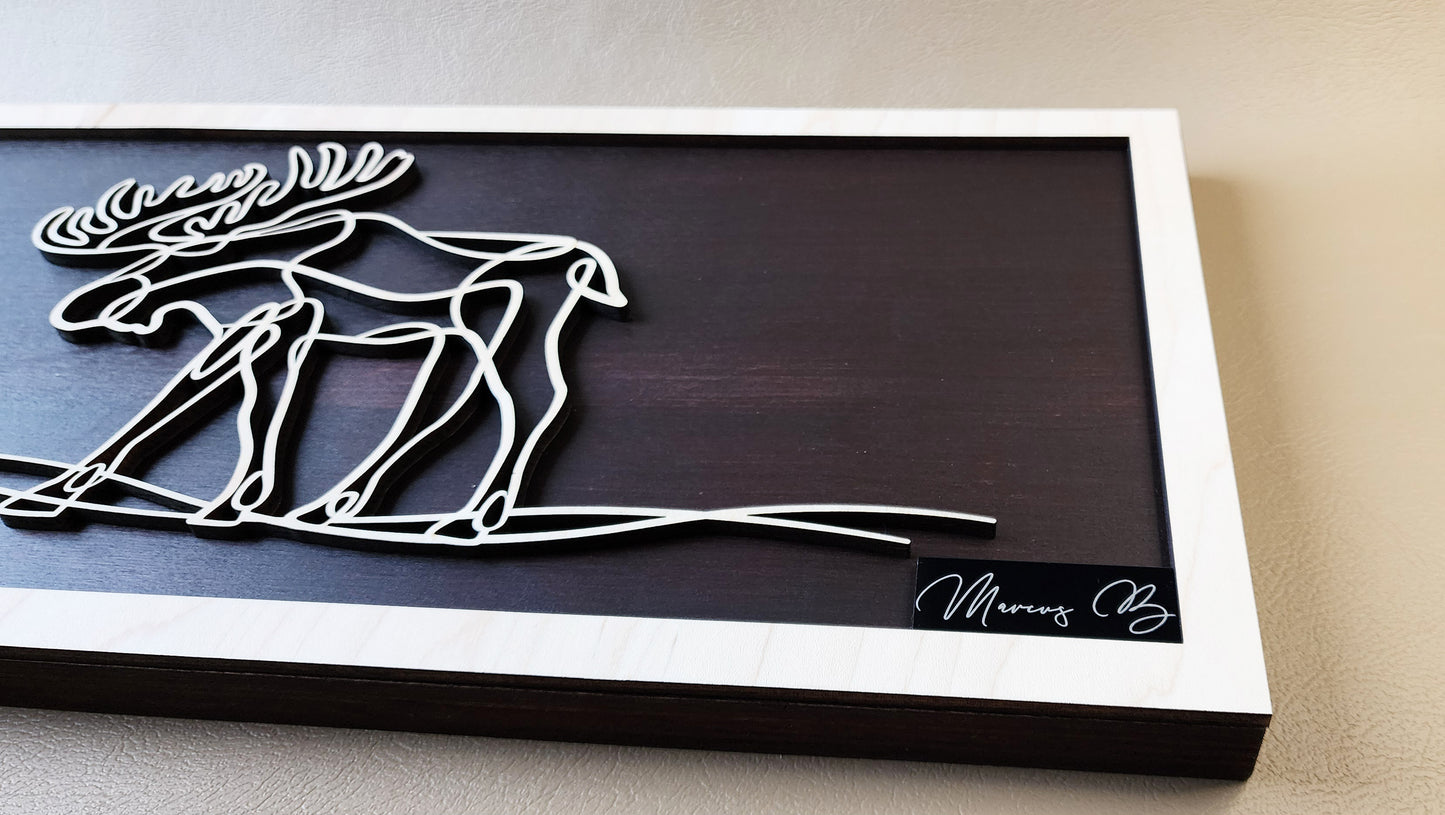 Moose doodle art wooden wall decor