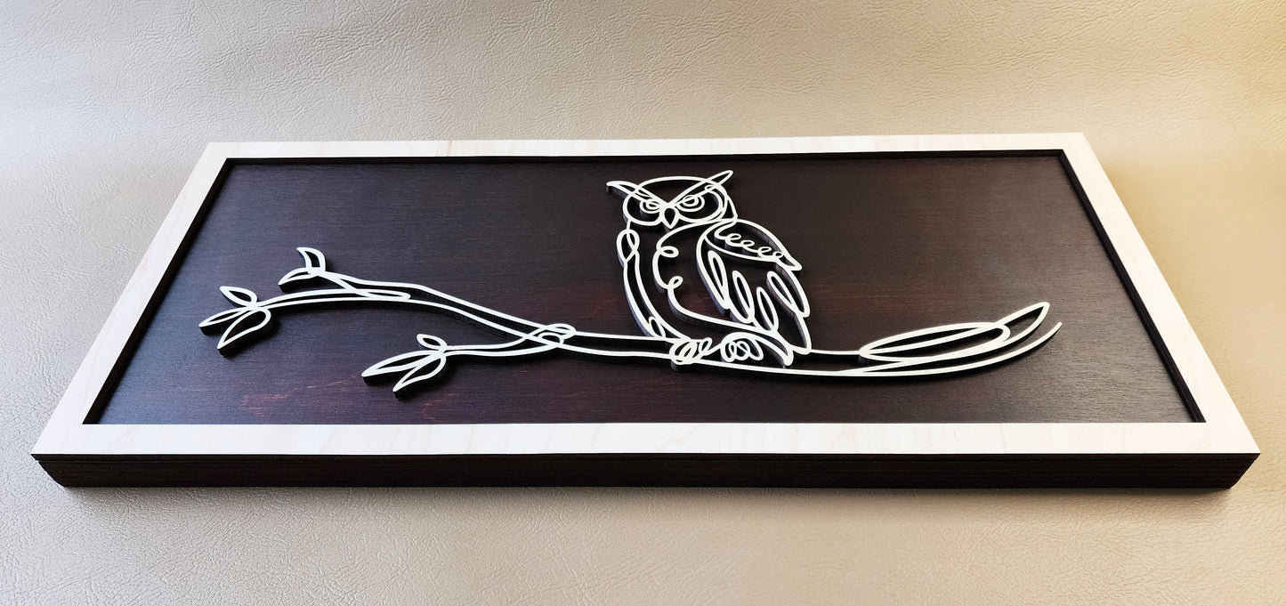 Owl doodle art wooden wall decor