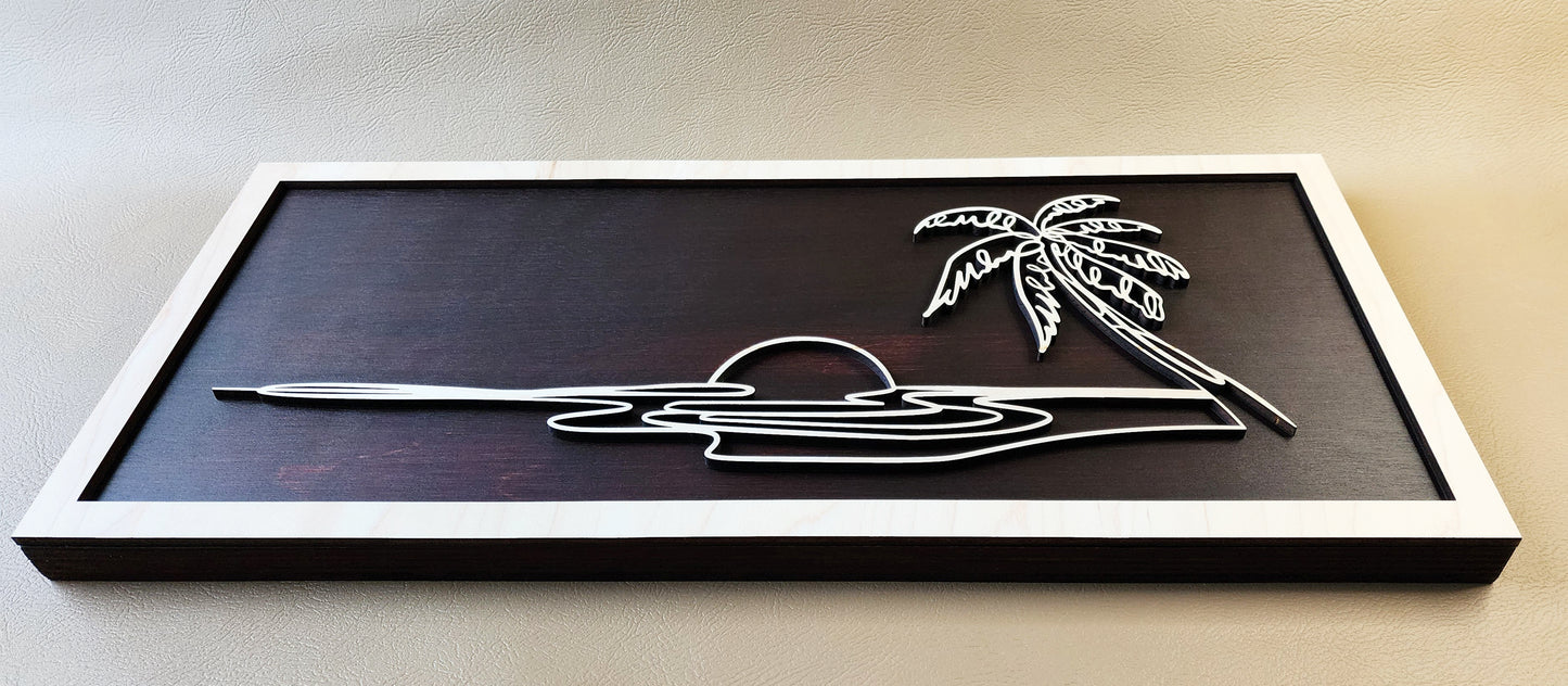 Palm Tree doodle art wooden wall decor