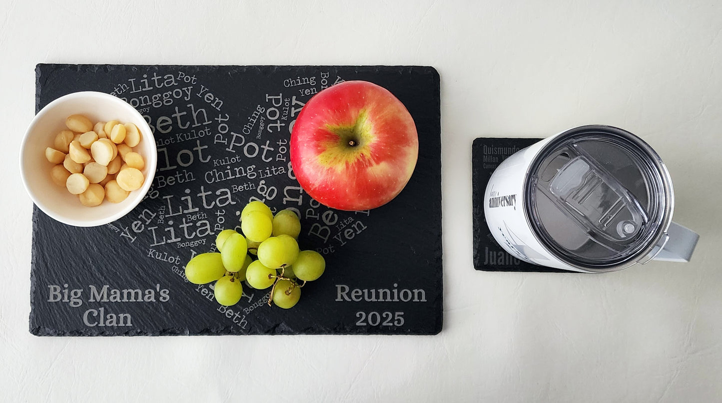 Slate tray set, personalized for anniversaries, reunion, house-warming and personal gift