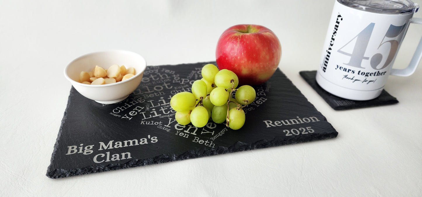 Slate tray set, personalized for anniversaries, reunion, house-warming and personal gift