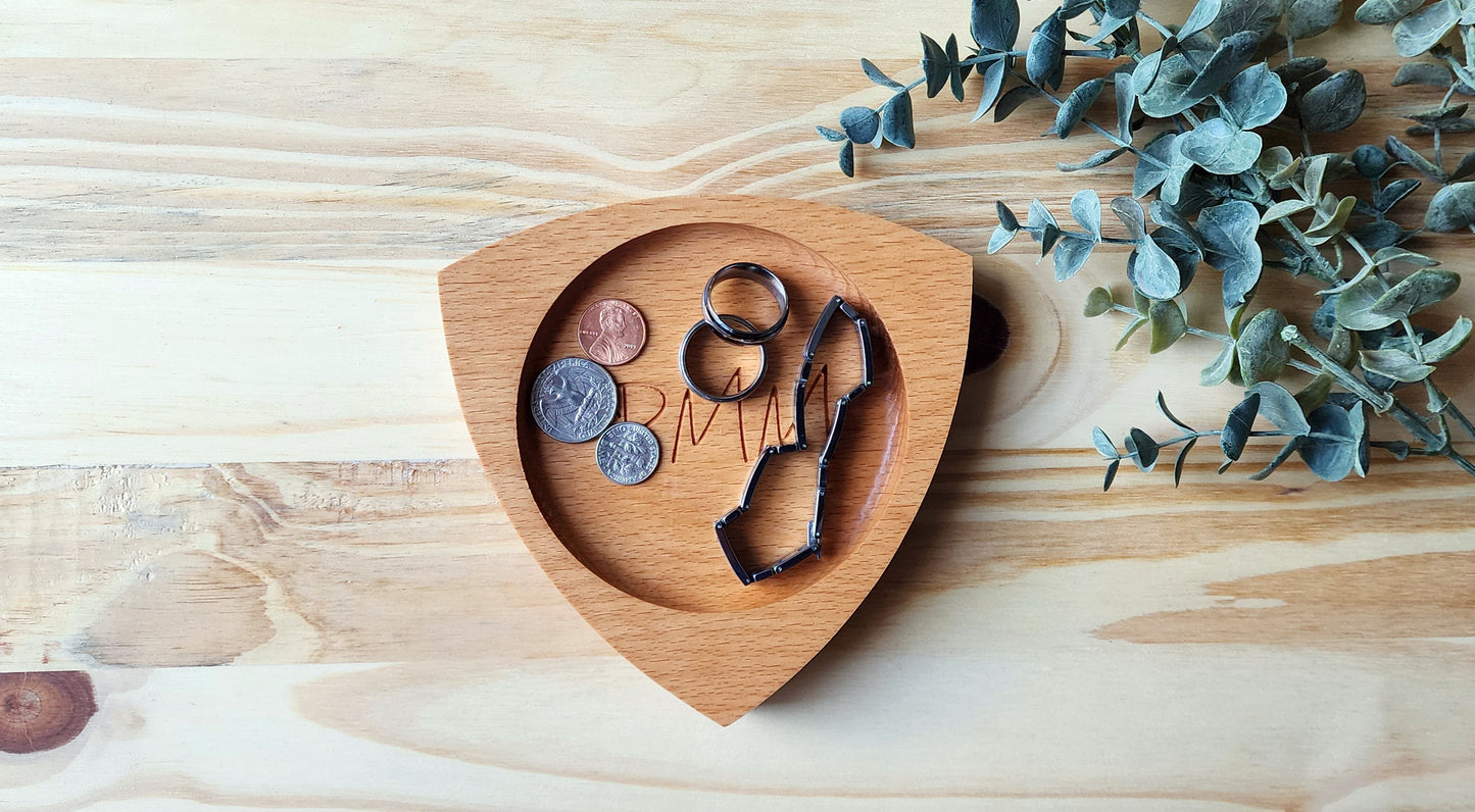 Engraved Reuleaux Catch all tray in European Beech