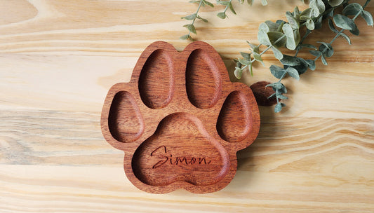 Personalized dog paw valet tray