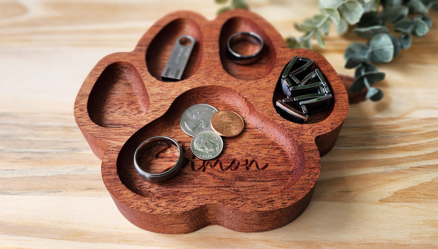 Personalized dog paw valet tray