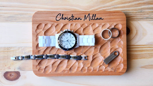 Textured Catch all Tray Personalized in European Beech