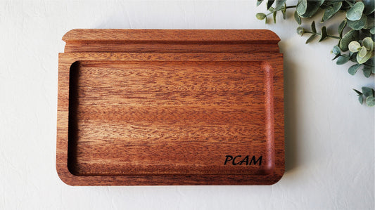Phone/Tablet Holder Catch All Tray in African Mahogany