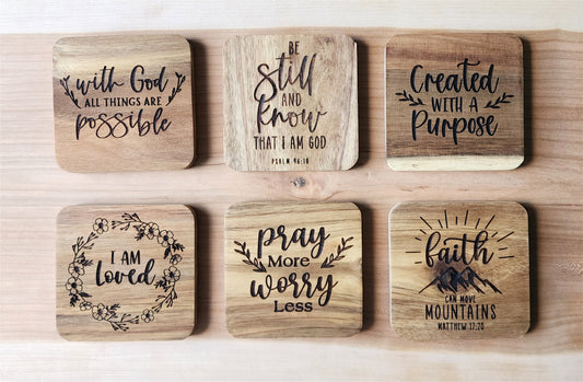 Personalized Acacia Coasters (set of 4)