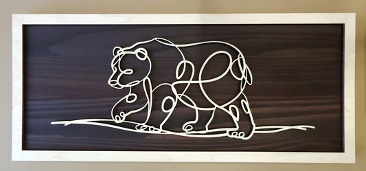 Bear doodle art wooden wall decor