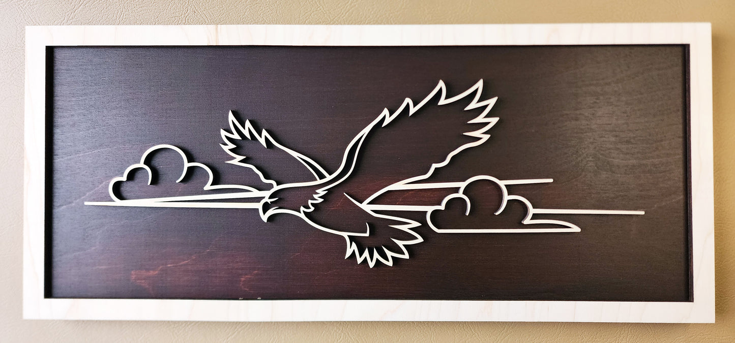Eagle line art wooden wall decor