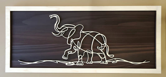 Elephant doodle art wooden wall decor
