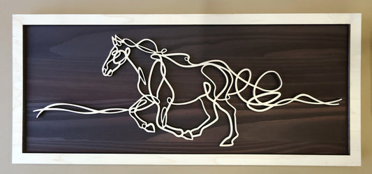 Horse doodle art wooden wall decor