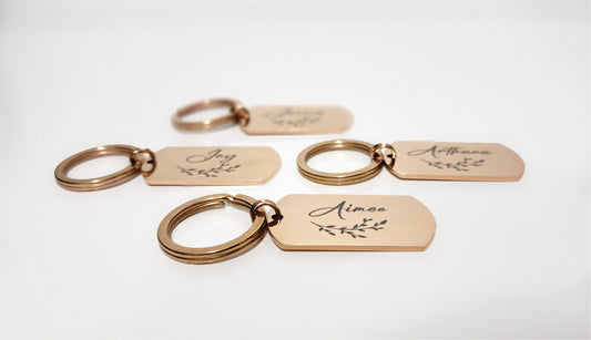 Engraved stainless steel keyring (pack of 4)