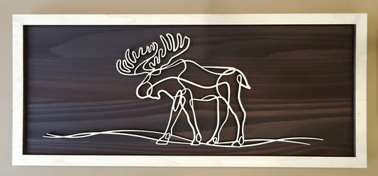 Moose doodle art wooden wall decor