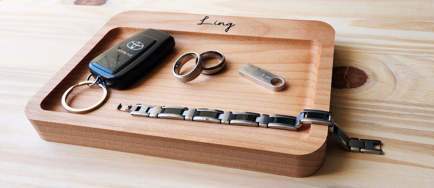 Personalized Catch all Tray in European Beech