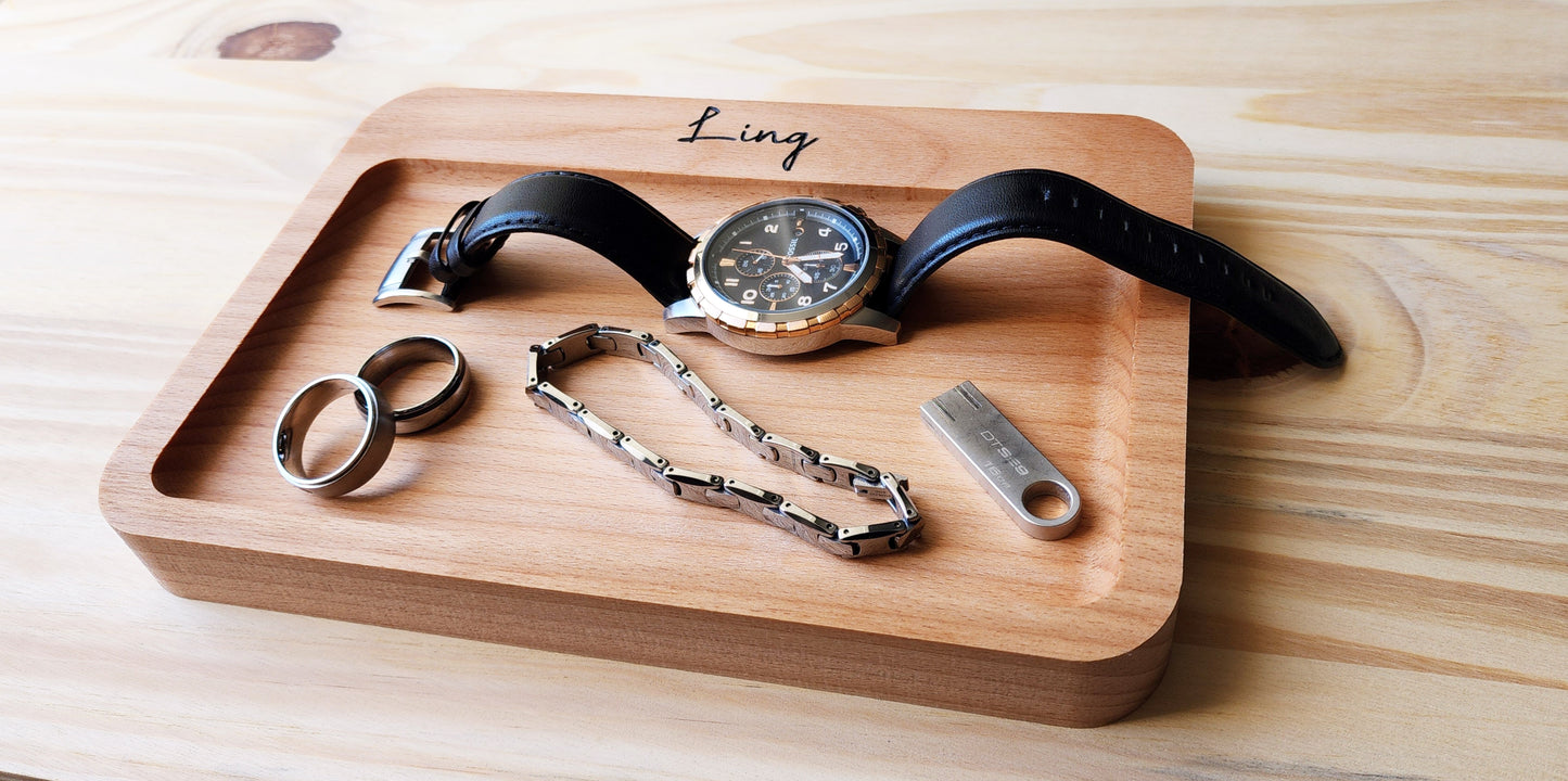 Personalized Catch all Tray in European Beech