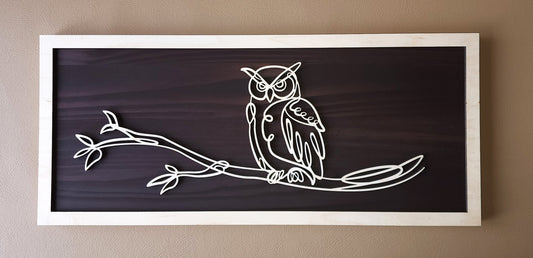Owl doodle art wooden wall decor