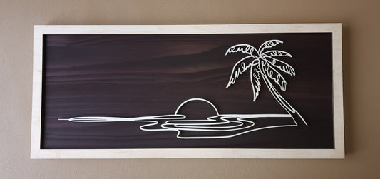 Palm Tree doodle art wooden wall decor