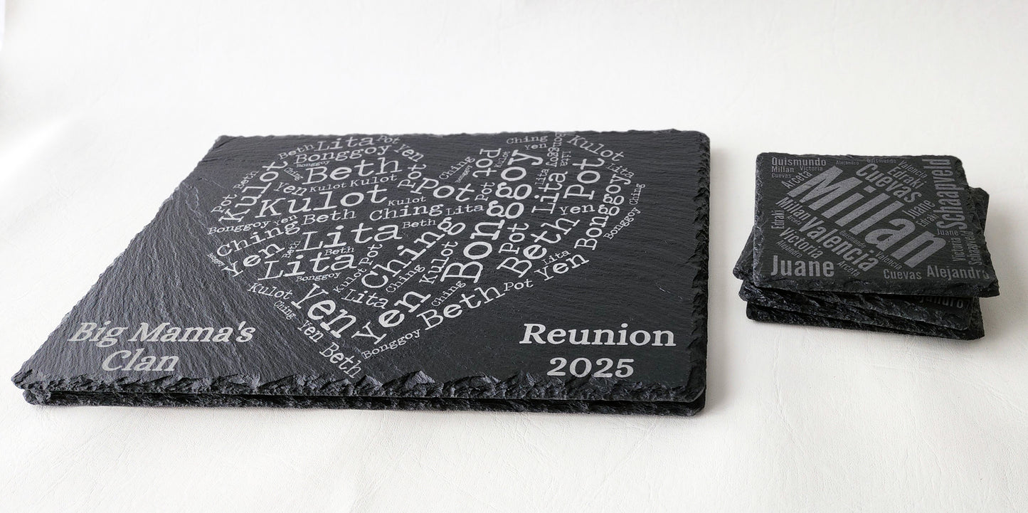 Slate tray set, personalized for anniversaries, reunion, house-warming and personal gift